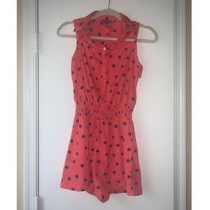 Fashion Web Pink Romper with blue polka dots